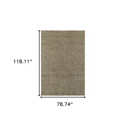 6' X 9' Silver Gold Rust And Blue Green Geometric Power Loom Stain Resistant Area Rug