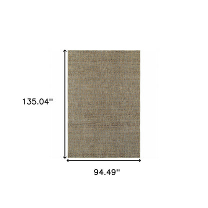 8' X 10' Silver Gold Rust And Blue Green Geometric Power Loom Stain Resistant Area Rug