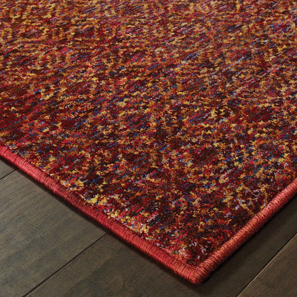 10' X 13' Red Gold And Blue Geometric Power Loom Stain Resistant Area Rug