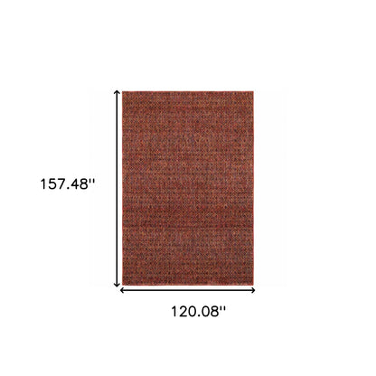10' X 13' Red Gold And Blue Geometric Power Loom Stain Resistant Area Rug