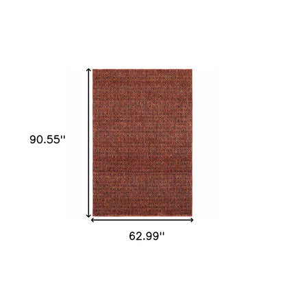 5' X 7' Red Gold And Blue Geometric Power Loom Stain Resistant Area Rug