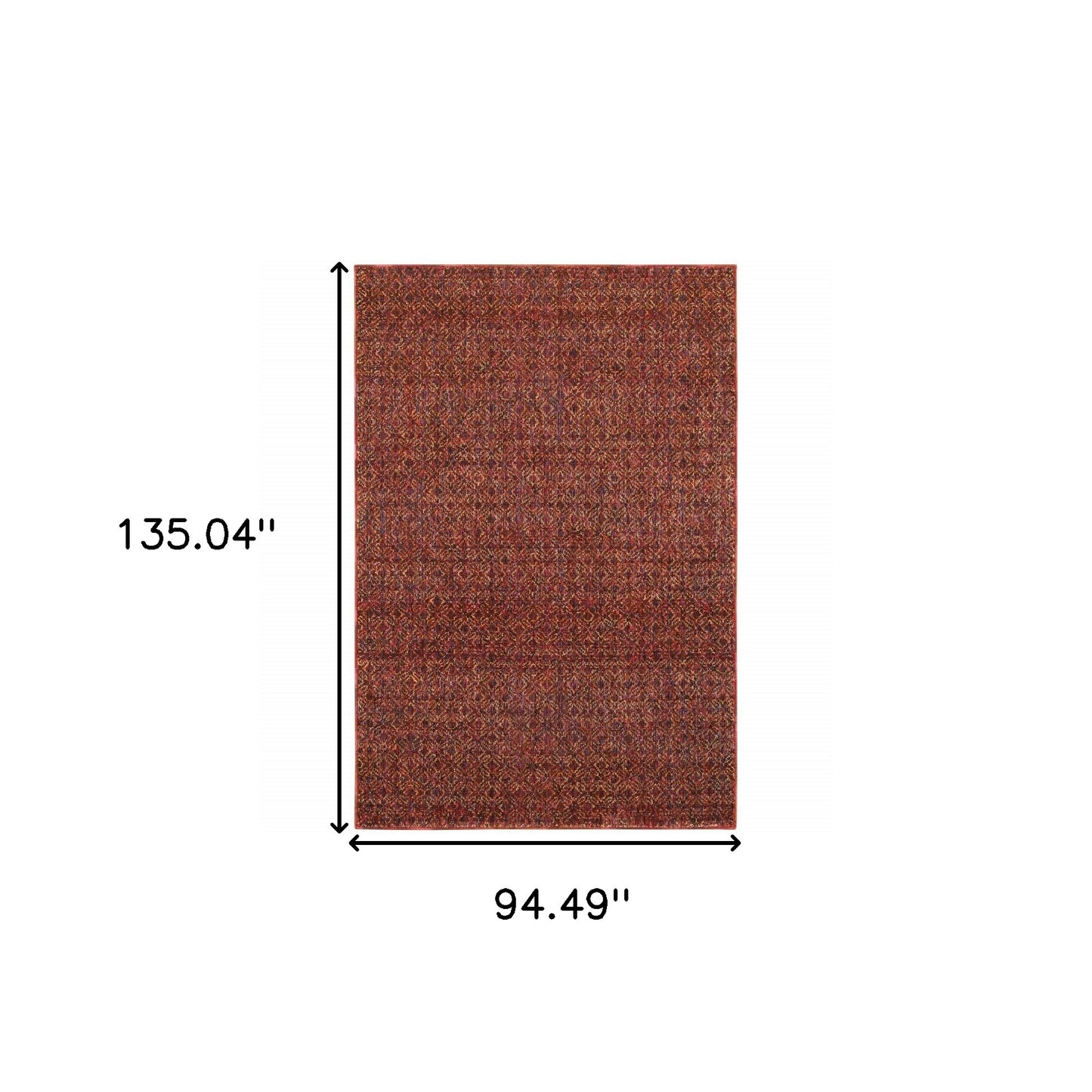 8' X 10' Red Gold And Blue Geometric Power Loom Stain Resistant Area Rug