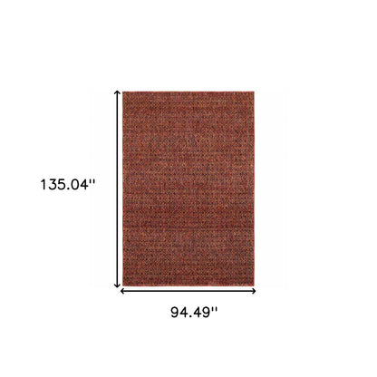 8' X 10' Red Gold And Blue Geometric Power Loom Stain Resistant Area Rug