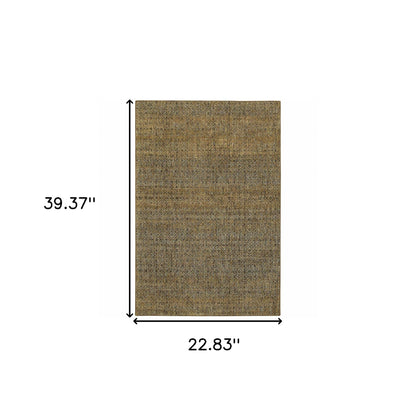 2' X 3' Brown Gold Rust Blue And Green Geometric Power Loom Stain Resistant Area Rug