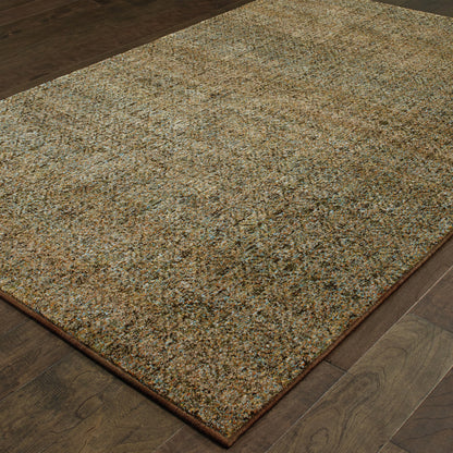 6' X 9' Brown Gold Rust Blue And Green Geometric Power Loom Stain Resistant Area Rug