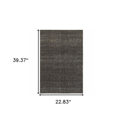 2' X 3' Charcoal Grey And Brown Geometric Power Loom Stain Resistant Area Rug