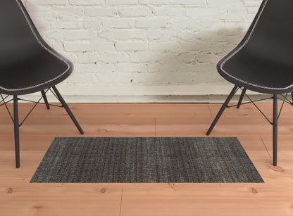 2' X 3' Charcoal Grey And Brown Geometric Power Loom Stain Resistant Area Rug