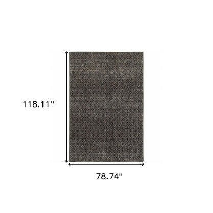 6' X 9' Charcoal Grey And Brown Geometric Power Loom Stain Resistant Area Rug