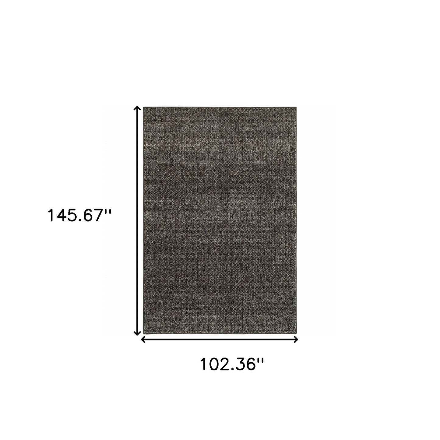 9' X 12' Charcoal Grey And Brown Geometric Power Loom Stain Resistant Area Rug