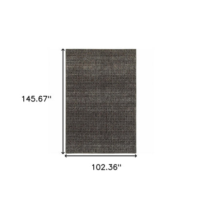 9' X 12' Charcoal Grey And Brown Geometric Power Loom Stain Resistant Area Rug