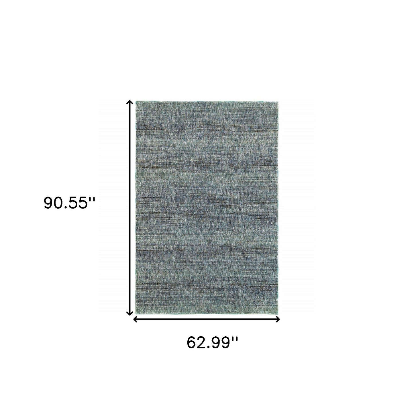 5' X 7' Blue Grey Silver And Green Power Loom Stain Resistant Area Rug