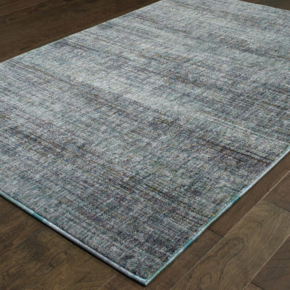 8' X 10' Blue Grey Silver And Green Power Loom Stain Resistant Area Rug