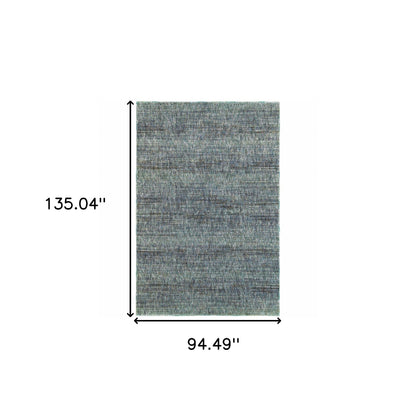 8' X 10' Blue Grey Silver And Green Power Loom Stain Resistant Area Rug