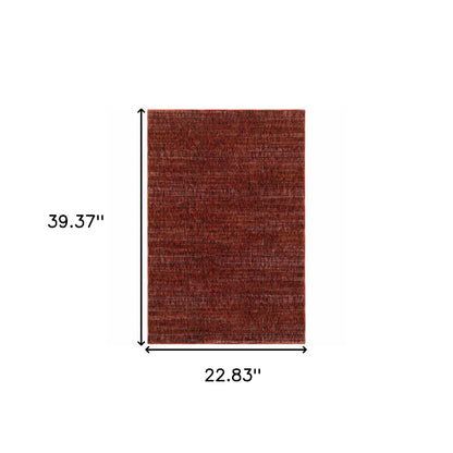 2' X 3' Red Grey Deep And Charcoal Power Loom Stain Resistant Area Rug