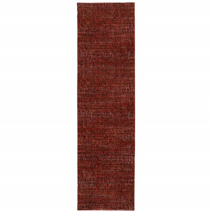 2' X 10' Red Grey Deep And Charcoal Power Loom Stain Resistant Runner Rug