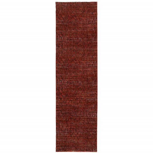 2' X 10' Red Grey Deep And Charcoal Power Loom Stain Resistant Runner Rug