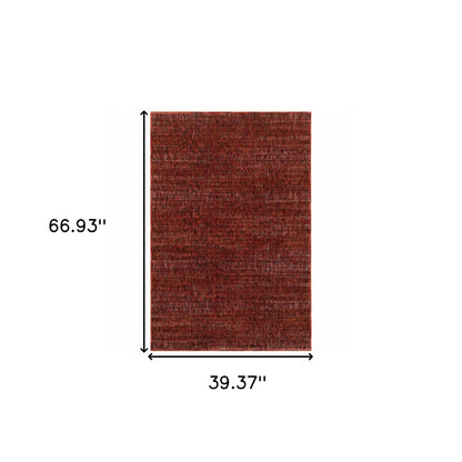 3' X 5' Red Grey Deep And Charcoal Power Loom Stain Resistant Area Rug
