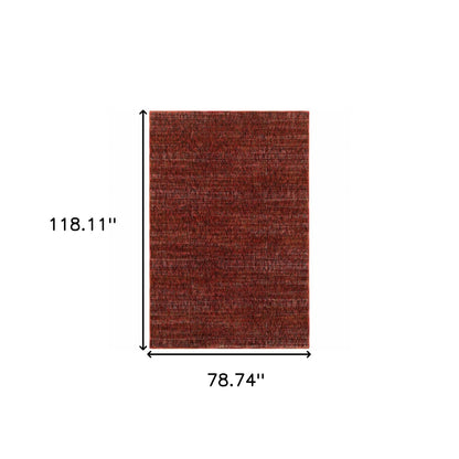 6' X 9' Red Grey Deep And Charcoal Power Loom Stain Resistant Area Rug