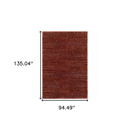 8' X 10' Red Grey Deep And Charcoal Power Loom Stain Resistant Area Rug