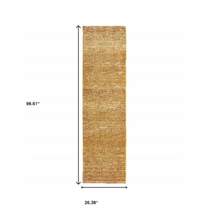 2' X 8' Gold Rust Brown Ivory Purple And Lavender Power Loom Stain Resistant Runner Rug