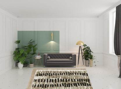 6' X 9' Beige Ivory Charcoal Brown Tan And Grey Abstract Power Loom Stain Resistant Area Rug With Fringe