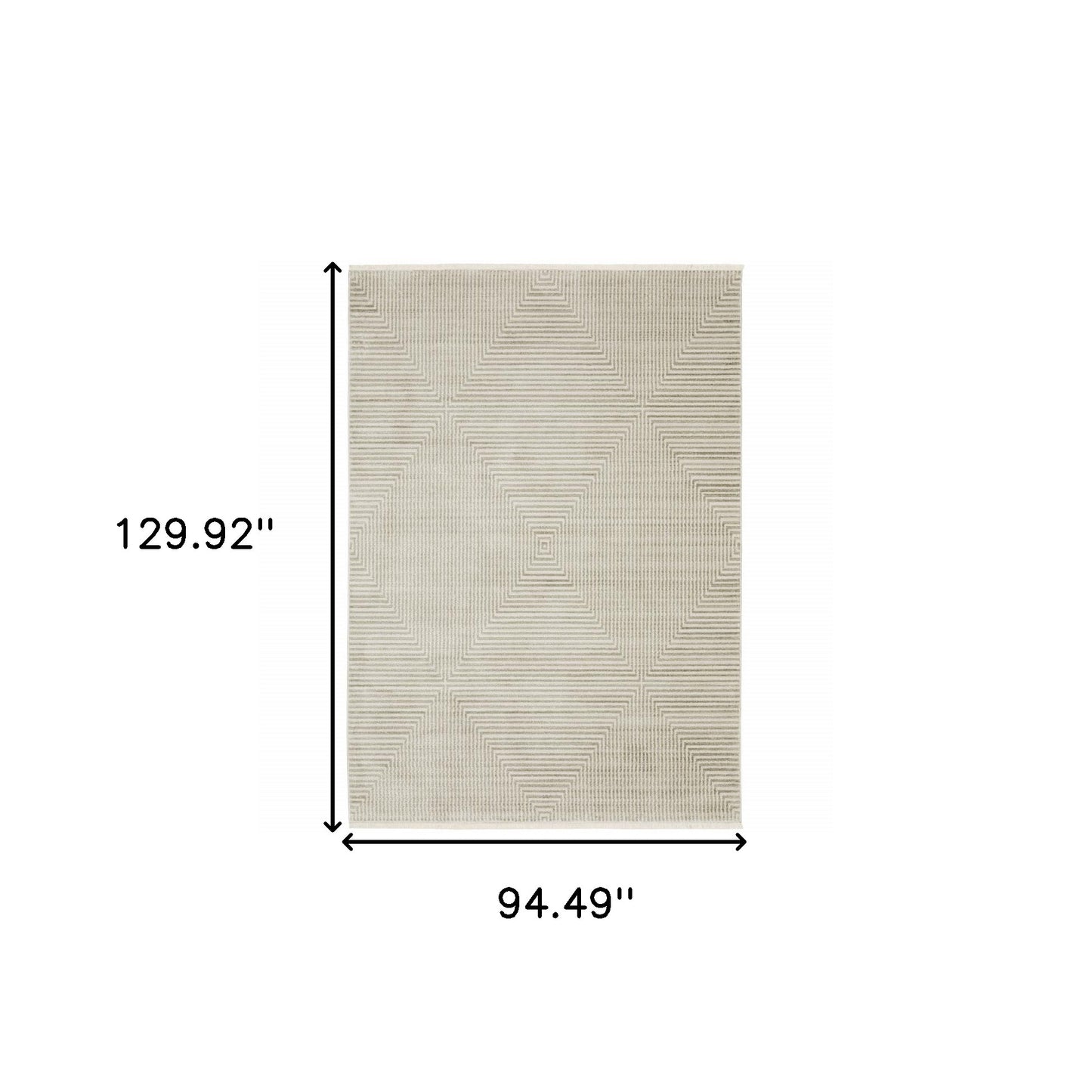 8' x 11' Beige and Ivory Geometric Power Loom Area Rug