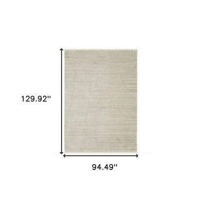 8' x 11' Beige and Ivory Geometric Power Loom Area Rug