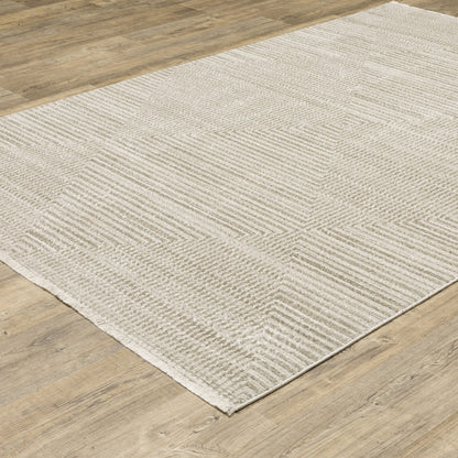 8' x 11' Beige and Ivory Geometric Power Loom Area Rug