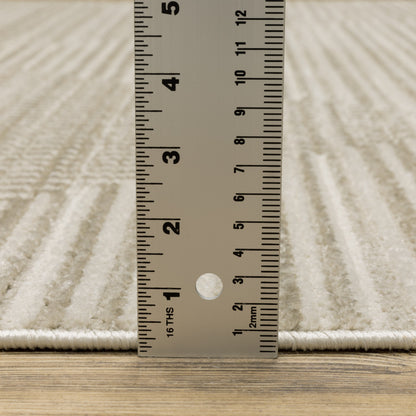 8' x 11' Beige and Ivory Geometric Power Loom Area Rug