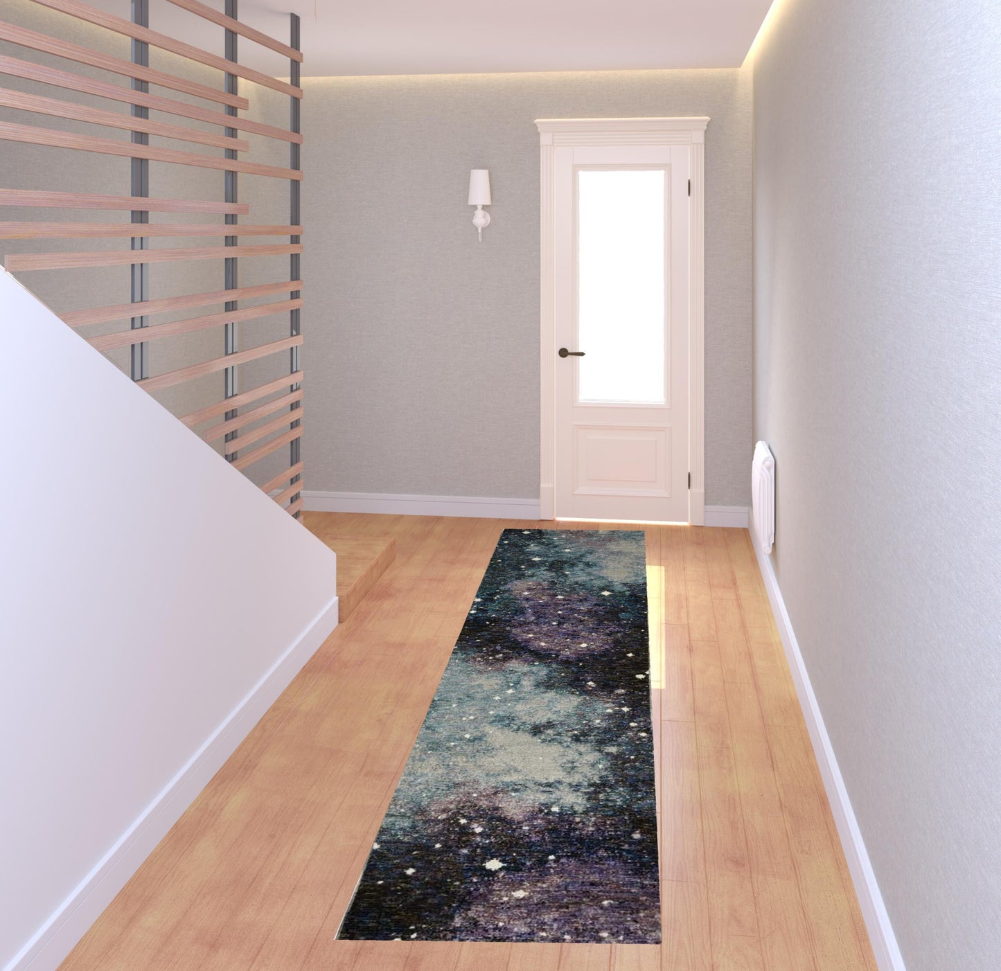 2' X 8' Purple Teal And Brown Abstract Power Loom Stain Resistant Runner Rug