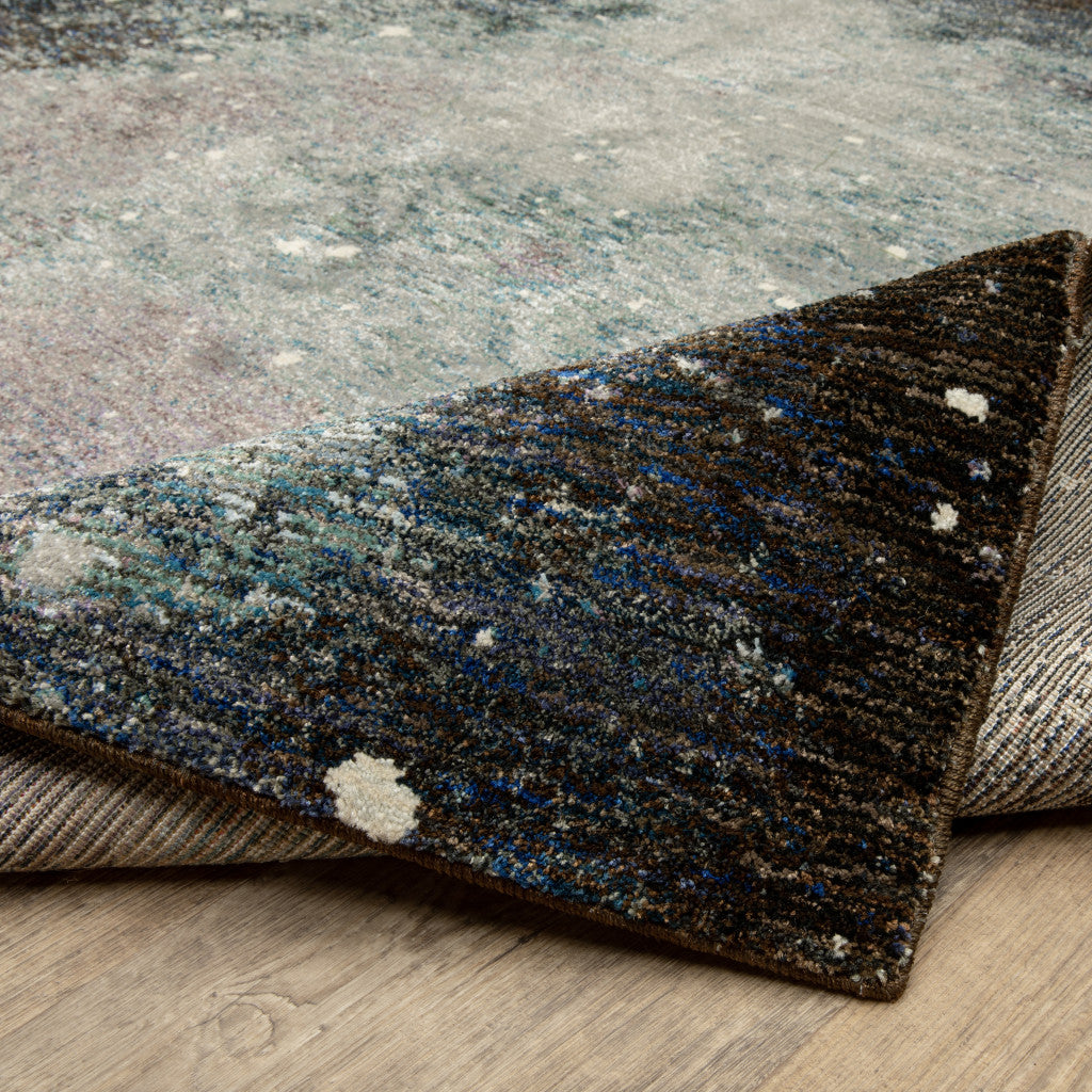 2' X 10' Purple Teal And Brown Abstract Power Loom Stain Resistant Runner Rug