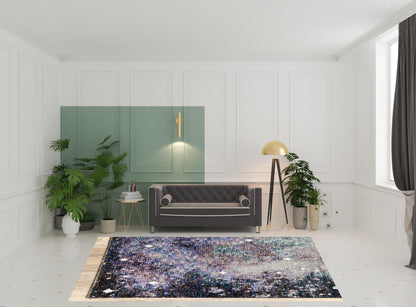 8' X 10' Purple Teal And Brown Abstract Power Loom Stain Resistant Area Rug
