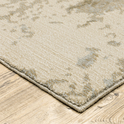 10' X 13' Grey Beige And Ivory Abstract Power Loom Stain Resistant Area Rug