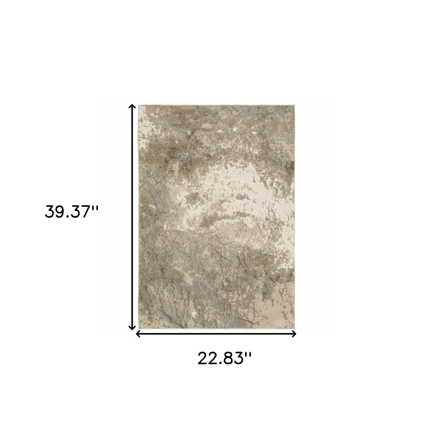 2' X 3' Grey Beige And Ivory Abstract Power Loom Stain Resistant Area Rug