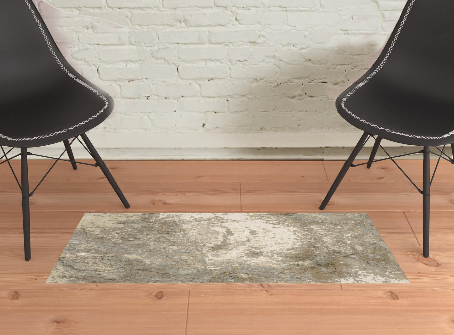2' X 3' Grey Beige And Ivory Abstract Power Loom Stain Resistant Area Rug