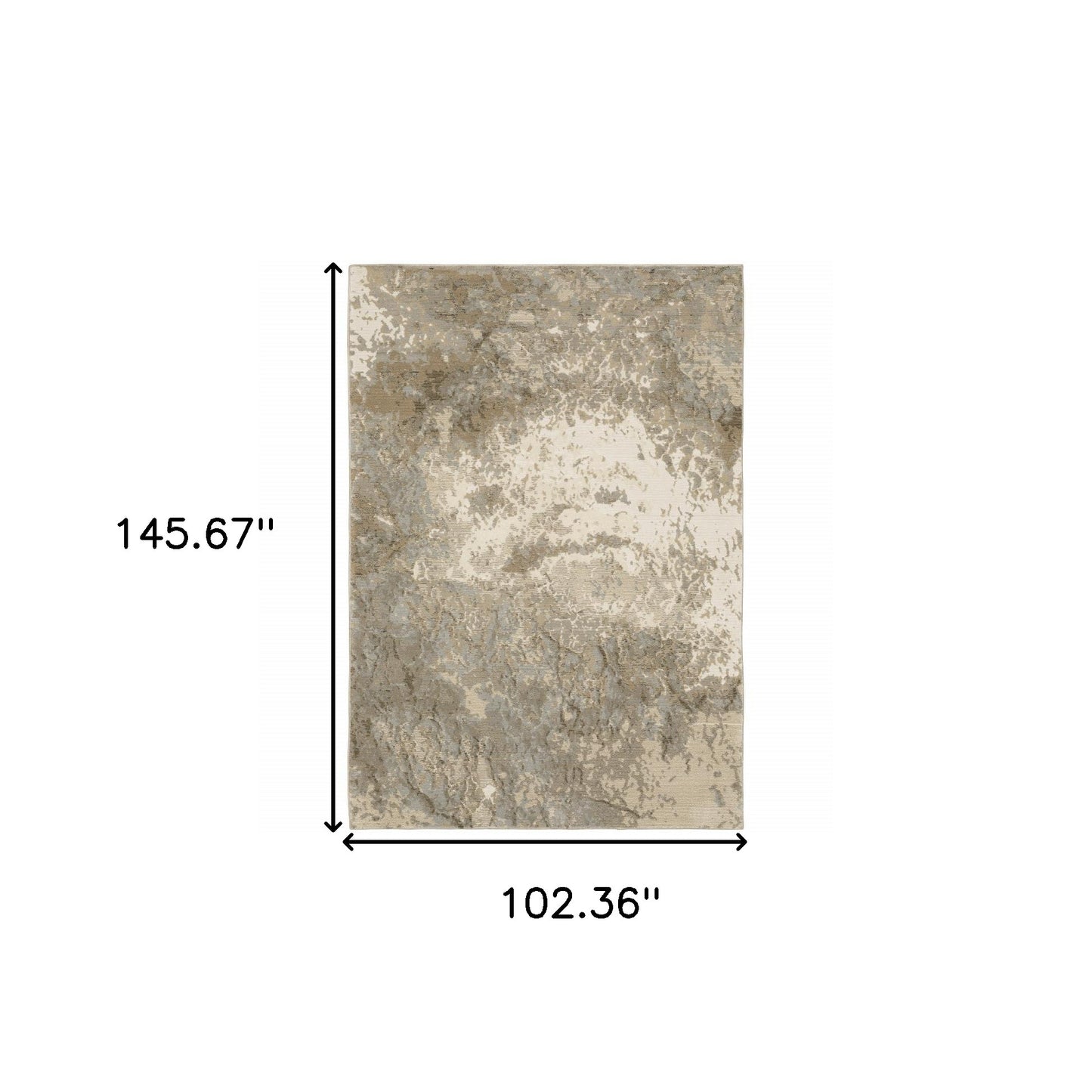 9' X 12' Grey Beige And Ivory Abstract Power Loom Stain Resistant Area Rug