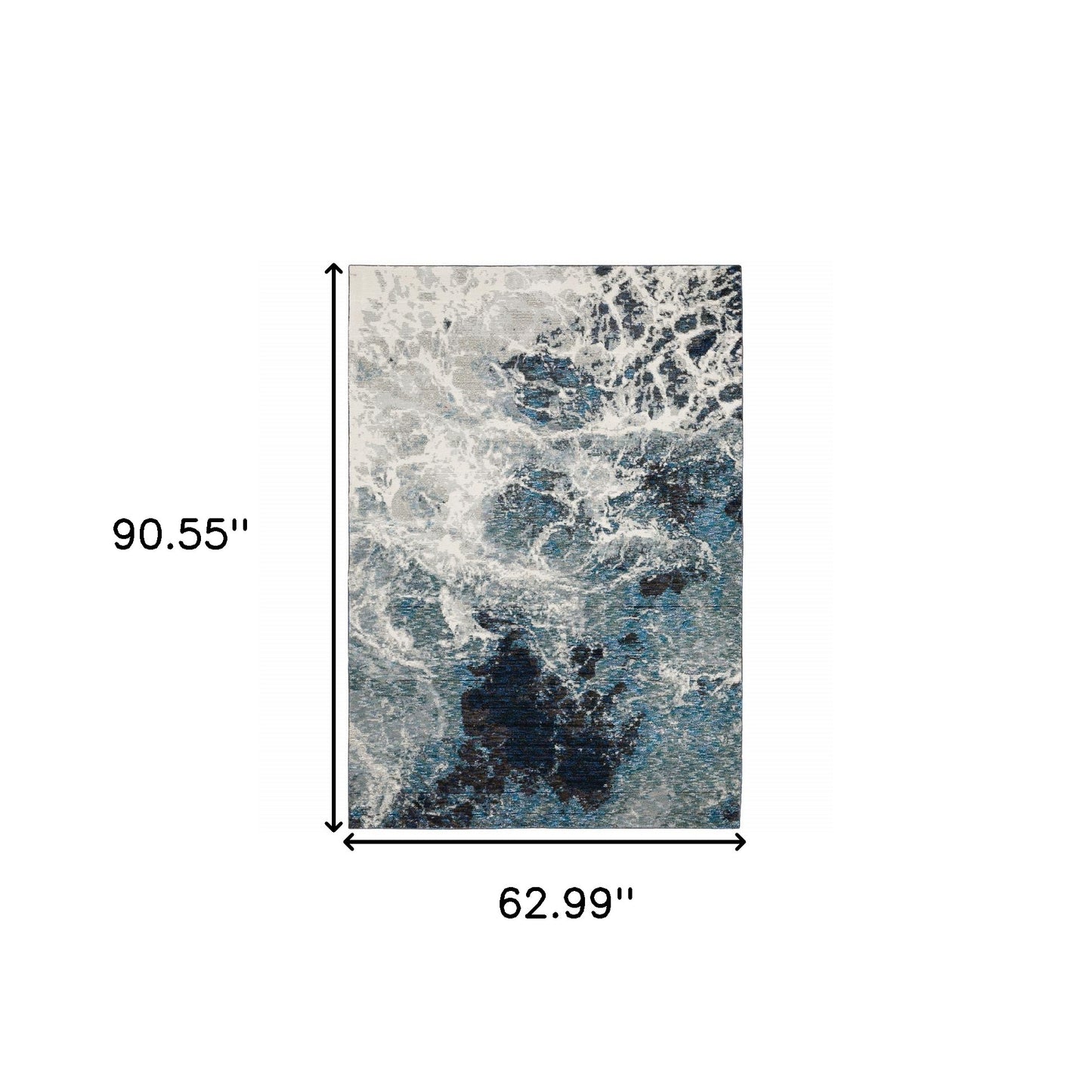 5' X 7' Grey Teal And Green Abstract Power Loom Stain Resistant Area Rug