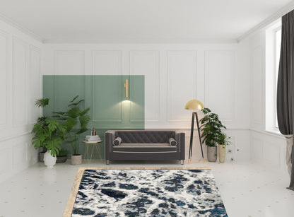 6' X 9' Grey Teal And Green Abstract Power Loom Stain Resistant Area Rug