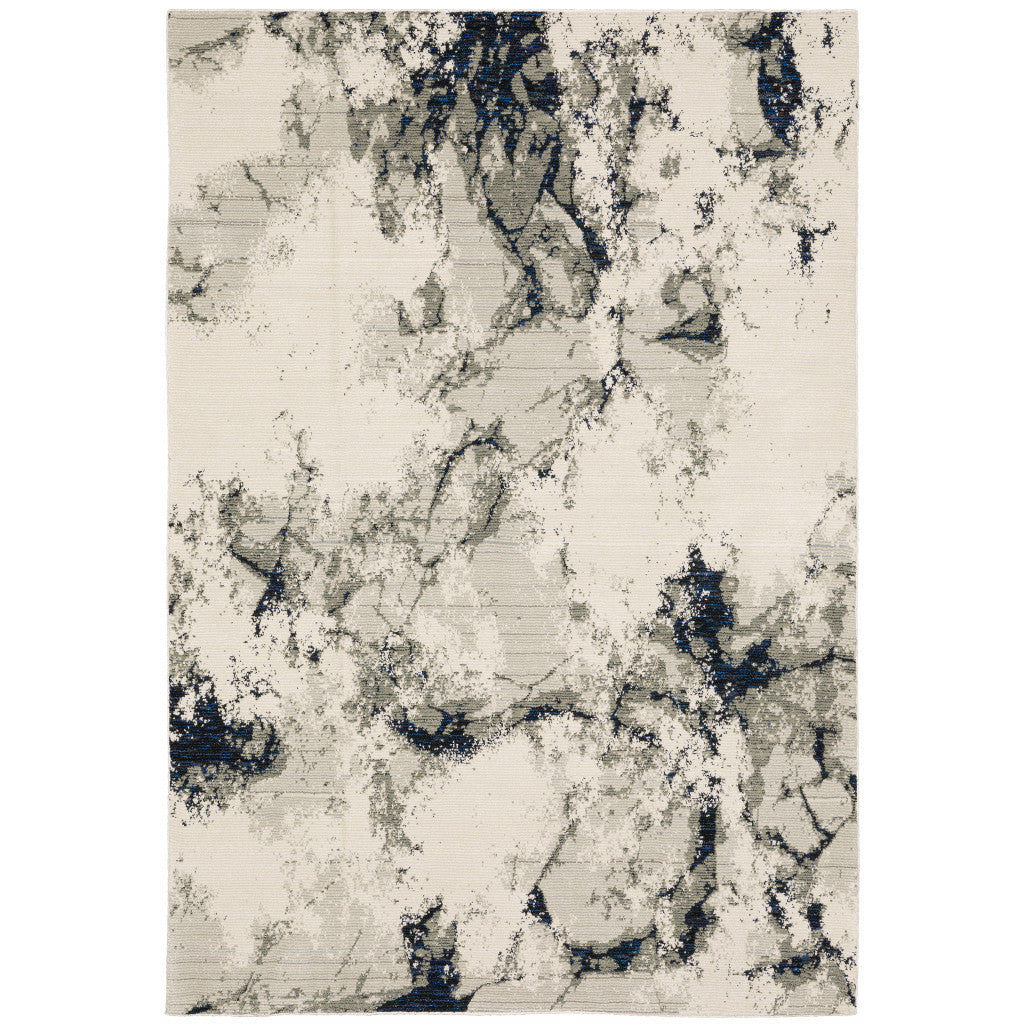 2' X 3' Grey Black And Ivory Abstract Power Loom Stain Resistant Area Rug