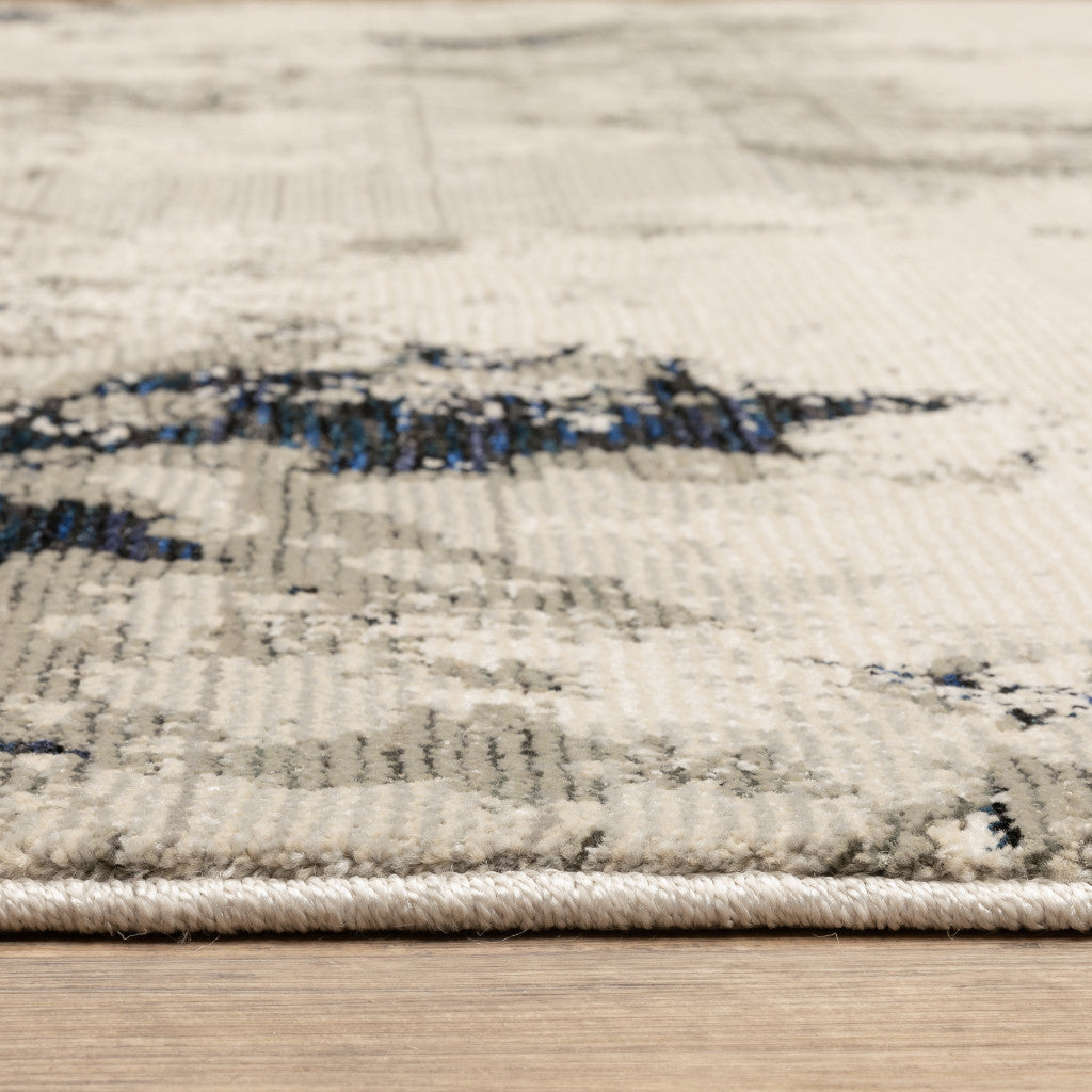 2' X 3' Grey Black And Ivory Abstract Power Loom Stain Resistant Area Rug