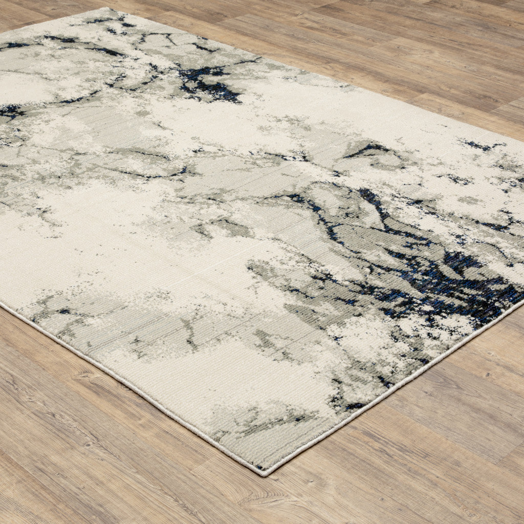 2' X 3' Grey Black And Ivory Abstract Power Loom Stain Resistant Area Rug