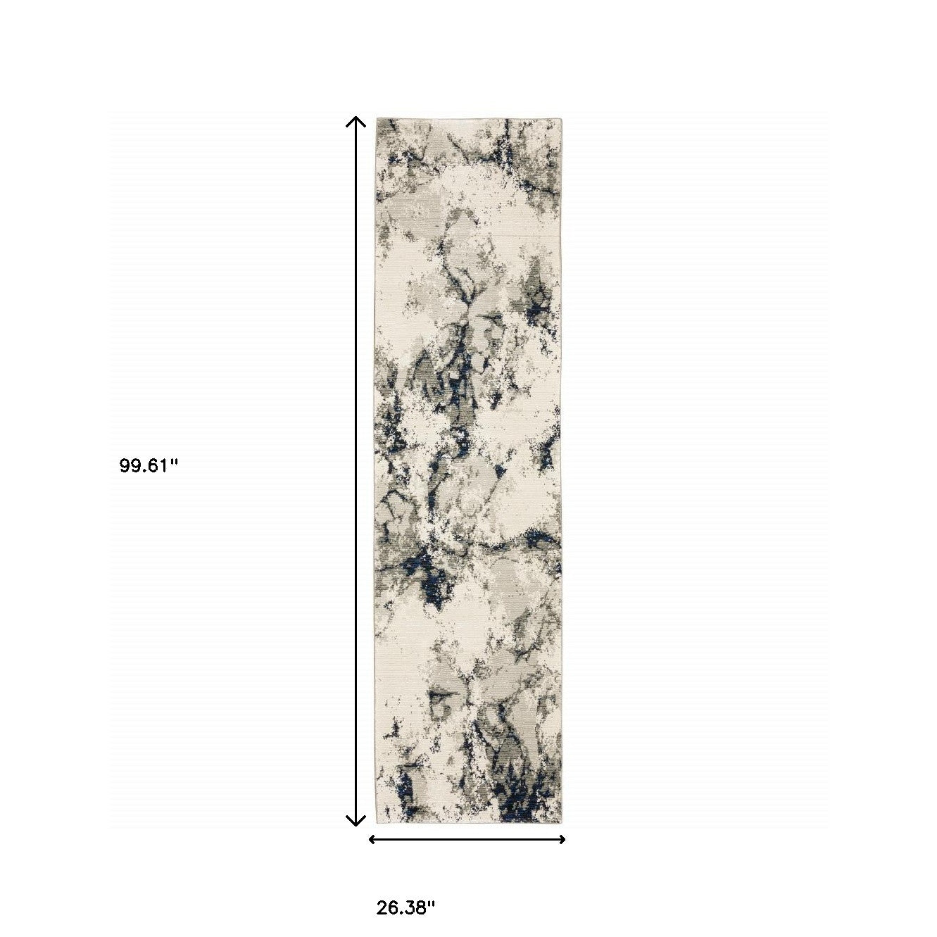 2' X 8' Grey Black And Ivory Abstract Power Loom Stain Resistant Runner Rug