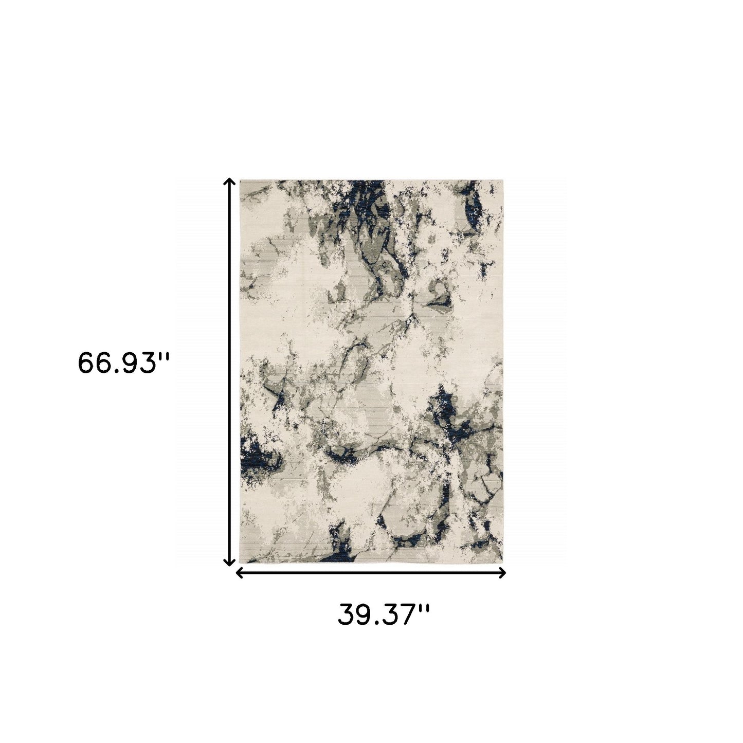 3' X 5' Grey Black And Ivory Abstract Power Loom Stain Resistant Area Rug