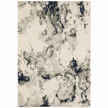5' X 7' Grey Black And Ivory Abstract Power Loom Stain Resistant Area Rug