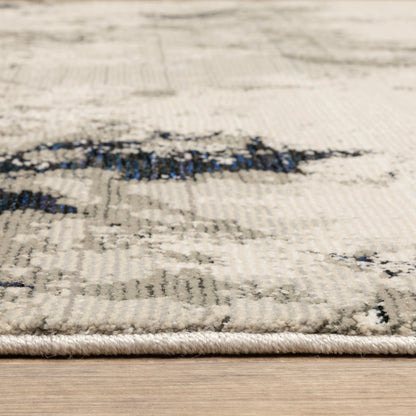 8' X 10' Grey Black And Ivory Abstract Power Loom Stain Resistant Area Rug