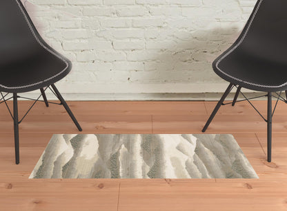 2' X 3' Grey Blue And Teal Abstract Power Loom Stain Resistant Area Rug