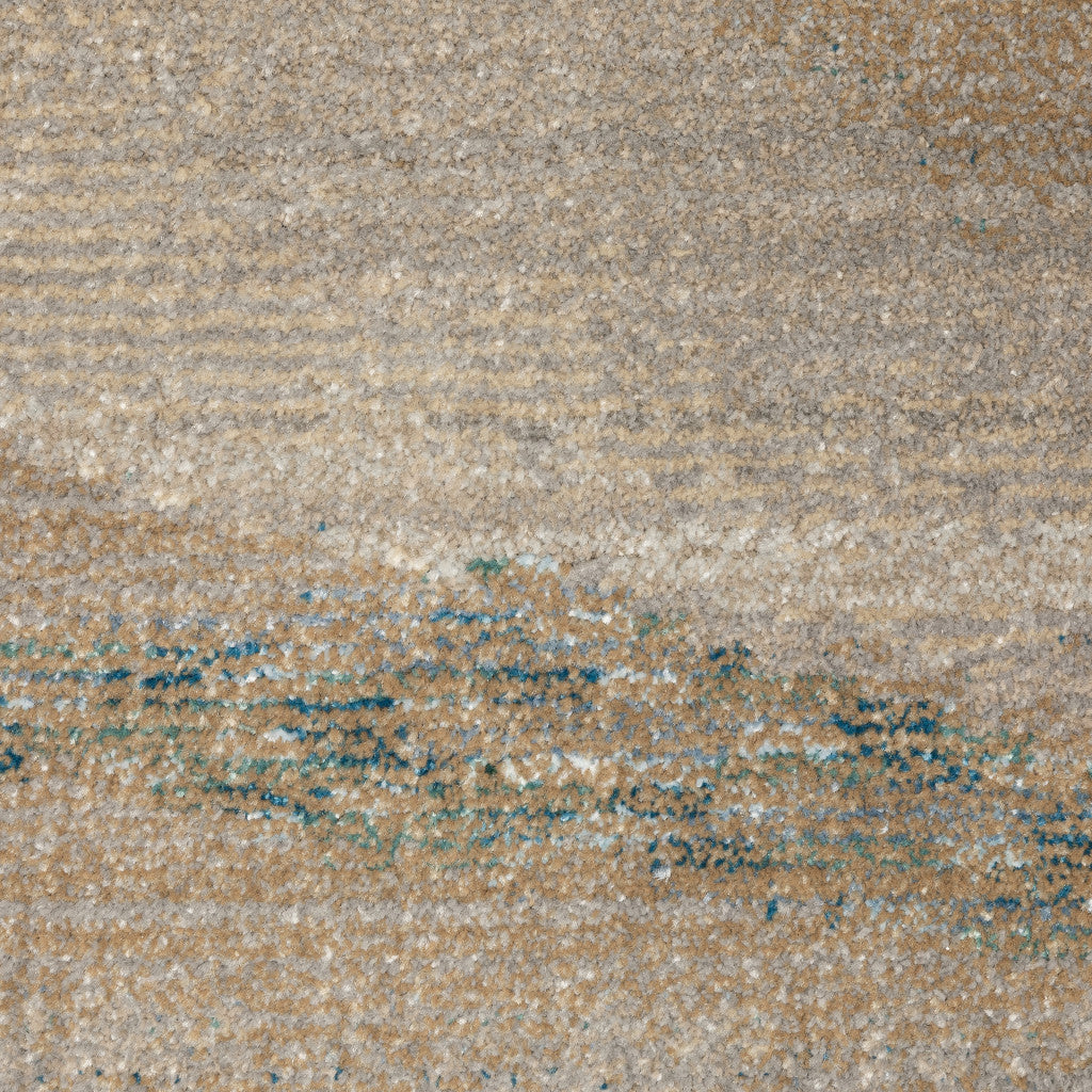 2' X 8' Grey Blue And Teal Abstract Power Loom Stain Resistant Runner Rug