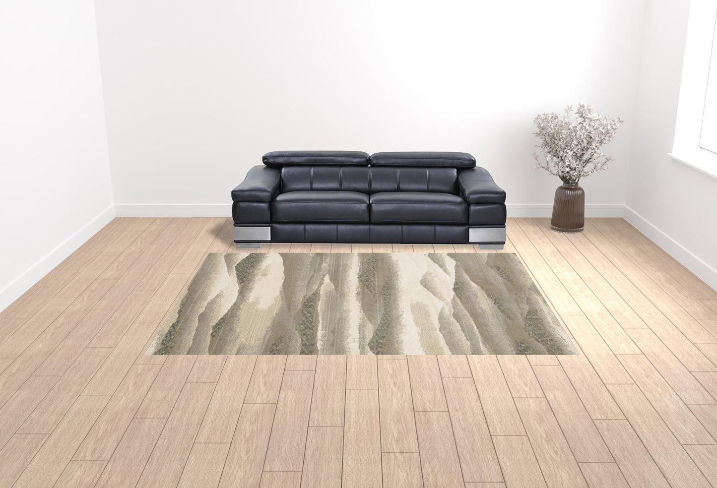 9' X 12' Grey Blue And Teal Abstract Power Loom Stain Resistant Area Rug