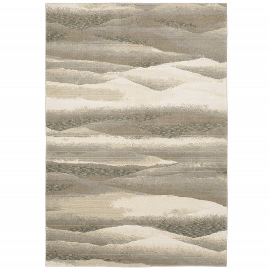 9' X 12' Grey Blue And Teal Abstract Power Loom Stain Resistant Area Rug