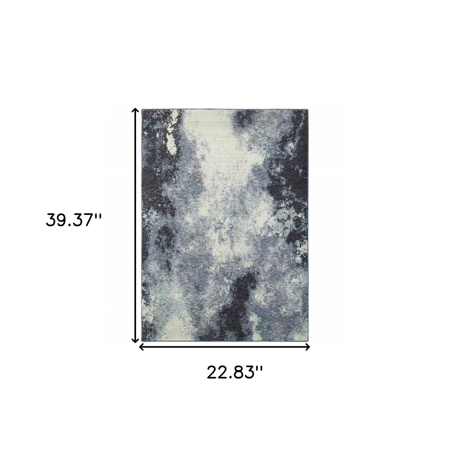 2' X 3' Navy And Ivory Abstract Power Loom Stain Resistant Area Rug